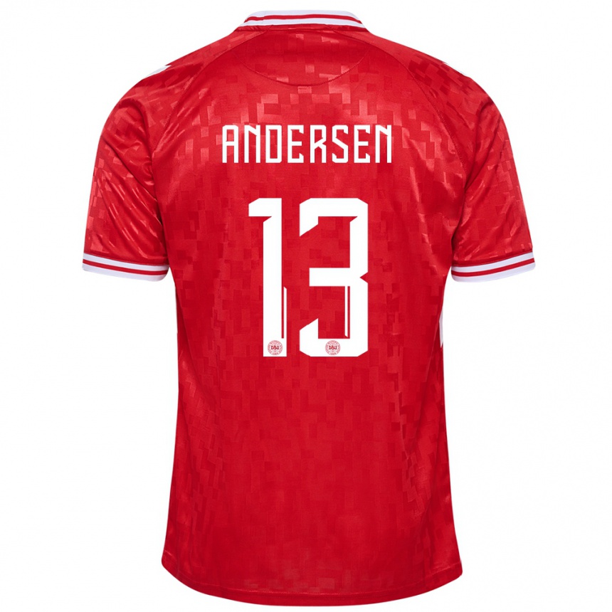 メンズフットボールデンマークフレジ・アンデルセン#13赤ホームシャツ24-26ジャージーユニフォーム