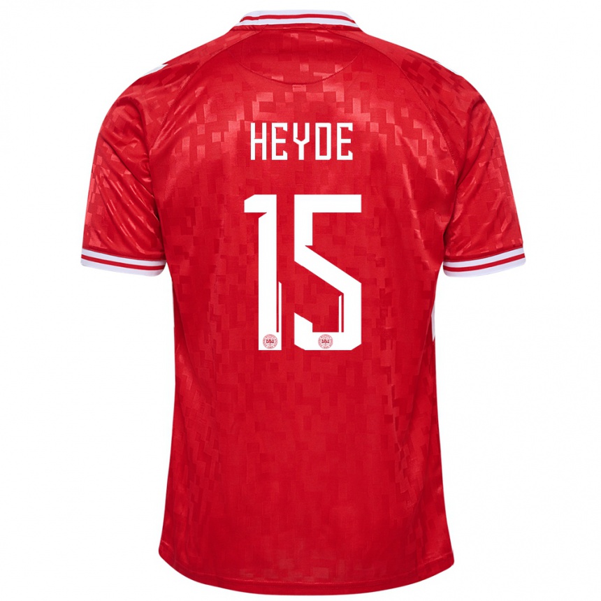 メンズフットボールデンマークマルテ・ヘイデ#15赤ホームシャツ24-26ジャージーユニフォーム