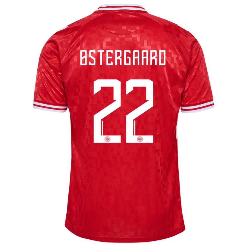 メンズフットボールデンマークマハ ベイ オスターガード#22赤ホームシャツ24-26ジャージーユニフォーム