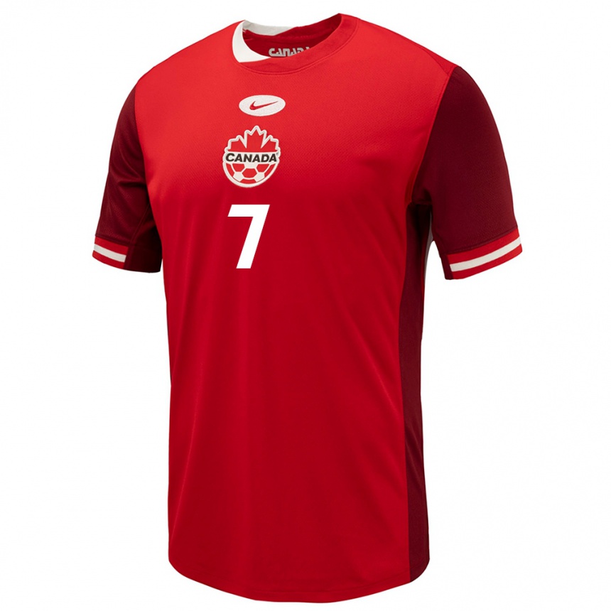 メンズフットボールカナダジャン・アニエル・アシ#7赤ホームシャツ24-26ジャージーユニフォーム