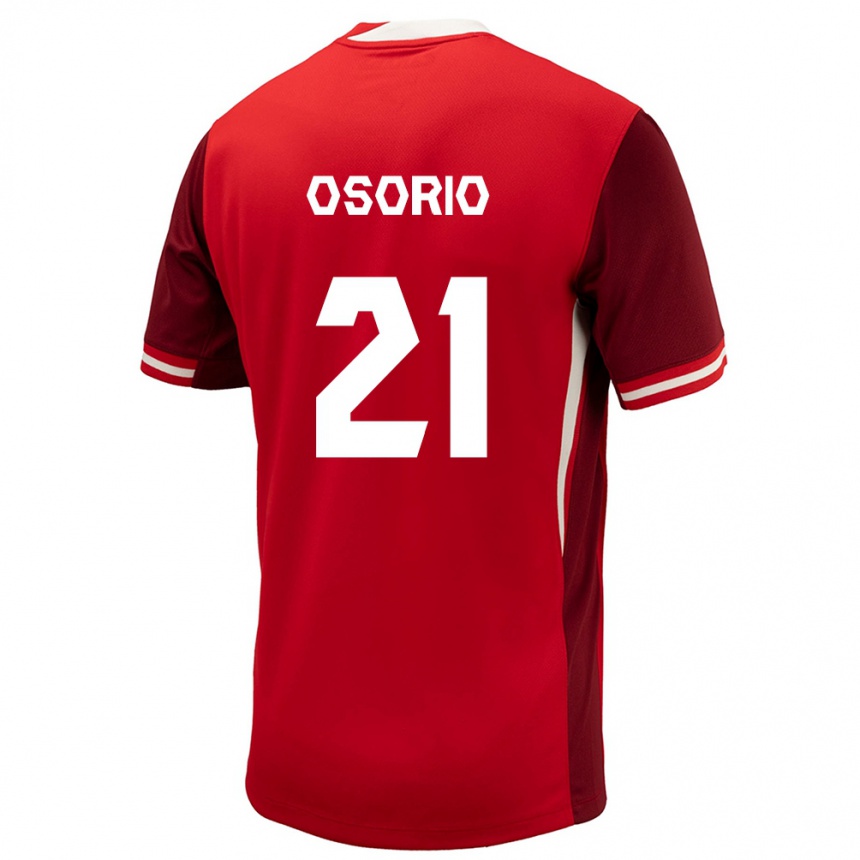 メンズフットボールカナダジョナサン・オソリオ #21赤ホームシャツ24-26ジャージーユニフォーム