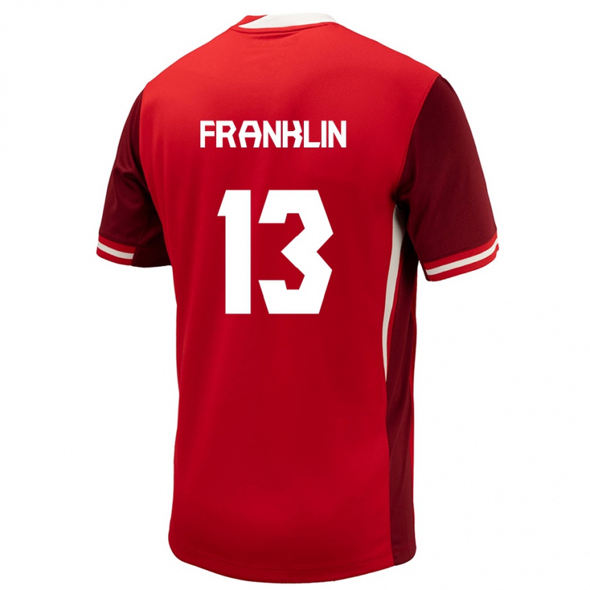 メンズフットボールカナダコービー・フランクリン#13赤ホームシャツ24-26ジャージーユニフォーム