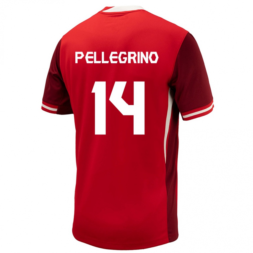 メンズフットボールカナダガブリエル・ペレグリーノ#14赤ホームシャツ24-26ジャージーユニフォーム