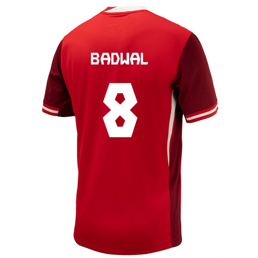 メンズフットボールカナダJeevan Badwal#8赤ホームシャツ24-26ジャージーユニフォーム