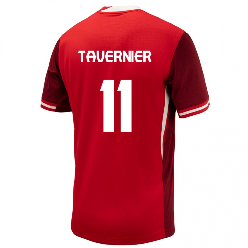 メンズフットボールカナダKevaughn Tavernier#11赤ホームシャツ24-26ジャージーユニフォーム