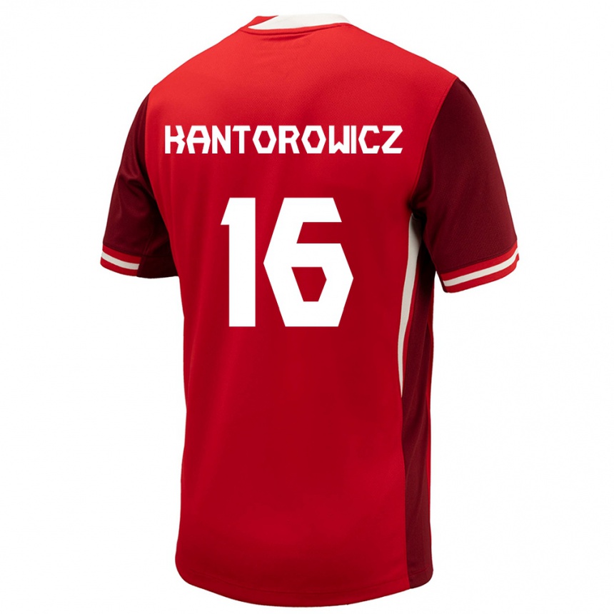 メンズフットボールカナダDominic Kantorowicz#16赤ホームシャツ24-26ジャージーユニフォーム