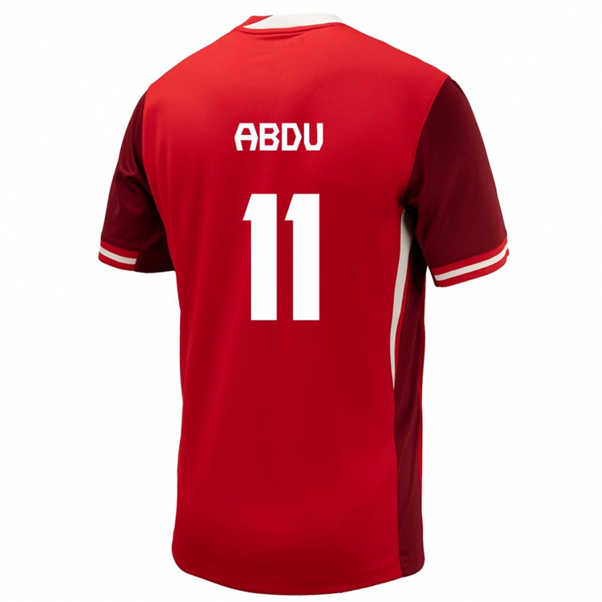 メンズフットボールカナダLatifah Abdu#11赤ホームシャツ24-26ジャージーユニフォーム