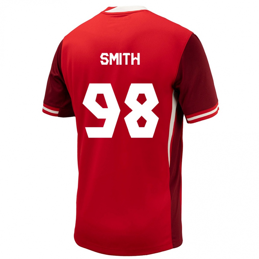 メンズフットボールカナダオリビア・スミス#98赤ホームシャツ24-26ジャージーユニフォーム