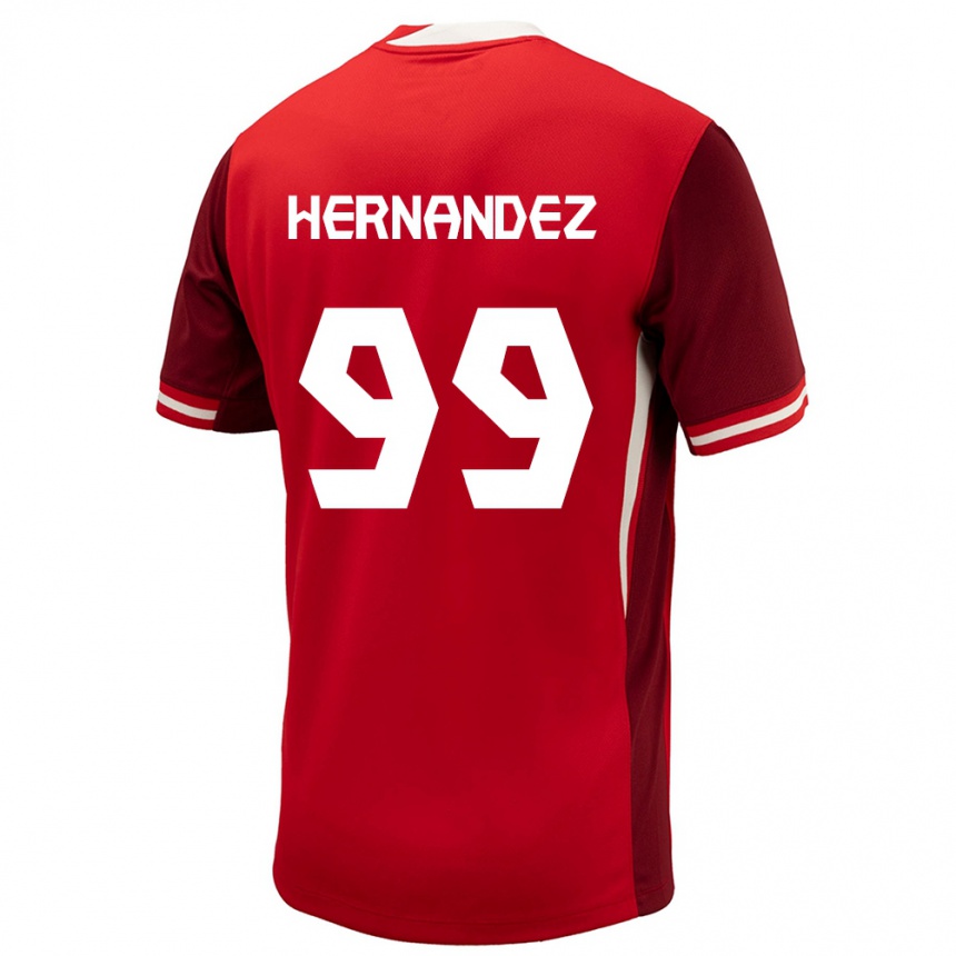 メンズフットボールカナダJeneva Hernandez Gray#99赤ホームシャツ24-26ジャージーユニフォーム
