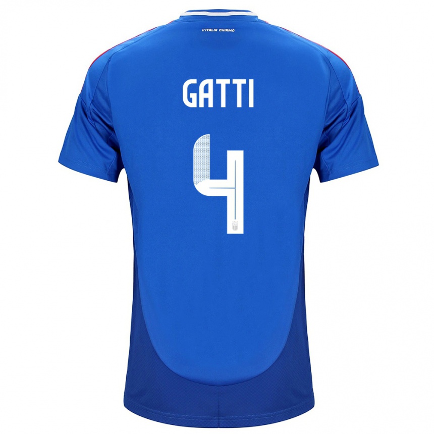 メンズフットボールイタリアフェデリコ・ガッティ#4青ホームシャツ24-26ジャージーユニフォーム