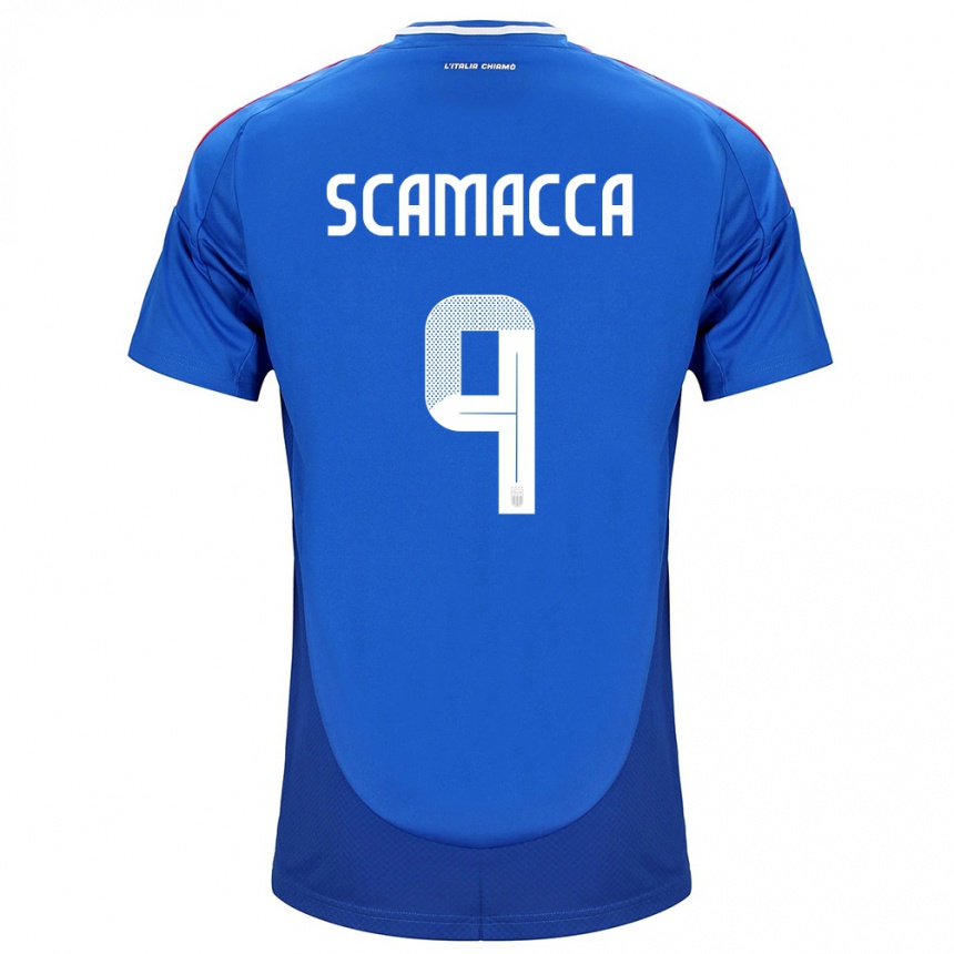 メンズフットボールイタリアジャンルカ・スカマッカ#9青ホームシャツ24-26ジャージーユニフォーム