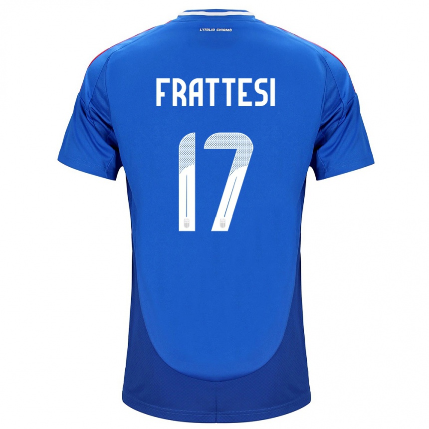 メンズフットボールイタリアダビデ・フラッテシ#17青ホームシャツ24-26ジャージーユニフォーム