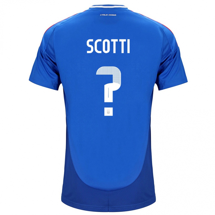 メンズフットボールイタリアフィリッポ・スコッティ#0青ホームシャツ24-26ジャージーユニフォーム