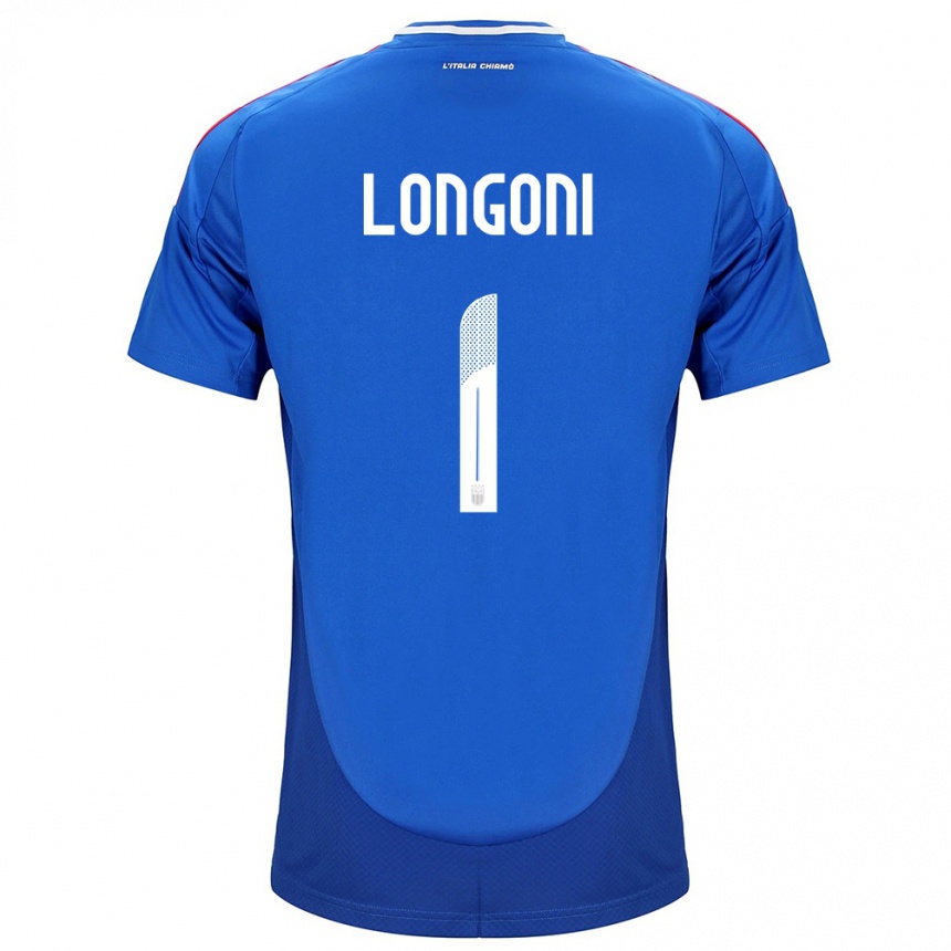 メンズフットボールイタリアAlessandro Longoni#1青ホームシャツ24-26ジャージーユニフォーム