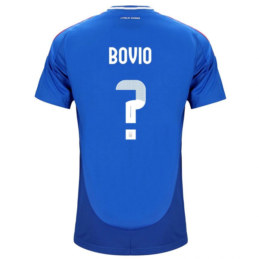 メンズフットボールイタリアLeonardo Bovio#0青ホームシャツ24-26ジャージーユニフォーム