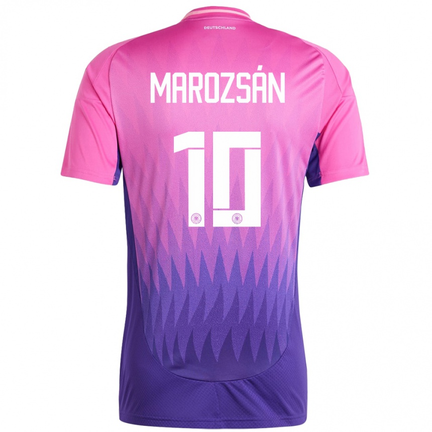 メンズフットボールドイツジェニファー・マロジャン#10ピンクパープルアウェイシャツ24-26ジャージーユニフォーム