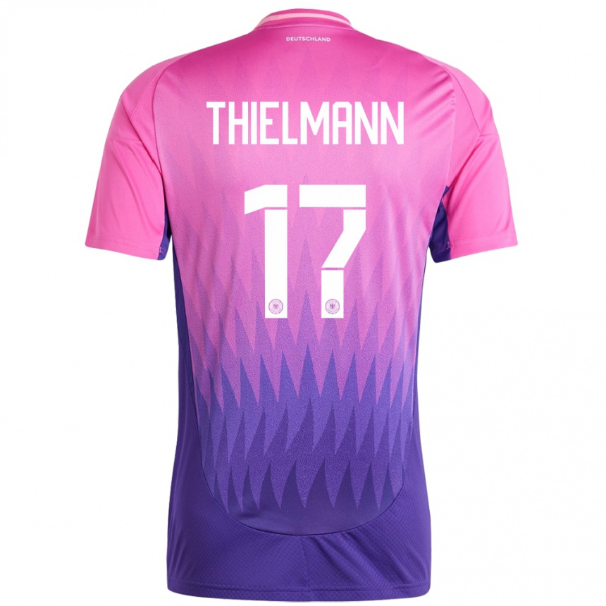 メンズフットボールドイツヤン・ティールマン#17ピンクパープルアウェイシャツ24-26ジャージーユニフォーム