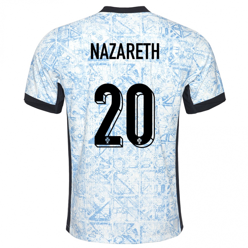 メンズフットボールポルトガルフランシスカ・ナザレス#20クリームブルーアウェイシャツ24-26ジャージーユニフォーム