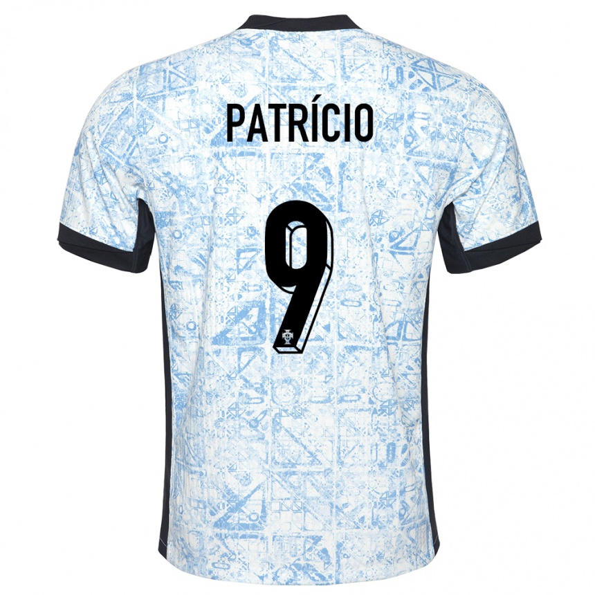 メンズフットボールポルトガルヌーノ・パトリシオ#9クリームブルーアウェイシャツ24-26ジャージーユニフォーム