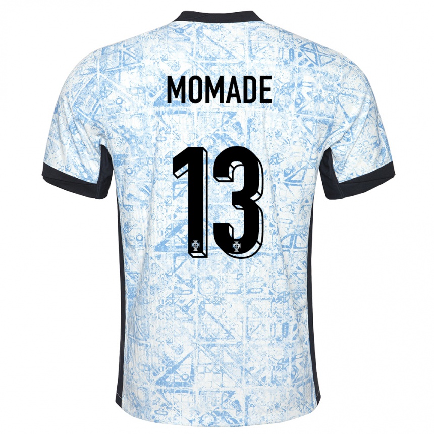 メンズフットボールポルトガルレイハン・モマデ#13クリームブルーアウェイシャツ24-26ジャージーユニフォーム