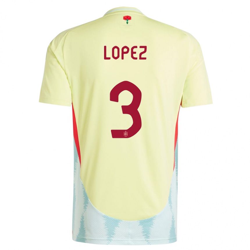 メンズフットボールスペインフアン・ロペス#3黄アウェイシャツ24-26ジャージーユニフォーム