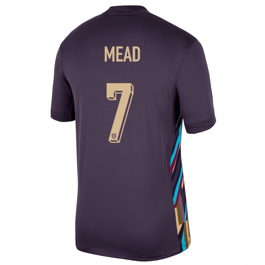 メンズフットボールイングランドベス・ミード#7ダークレーズンアウェイシャツ24-26ジャージーユニフォーム