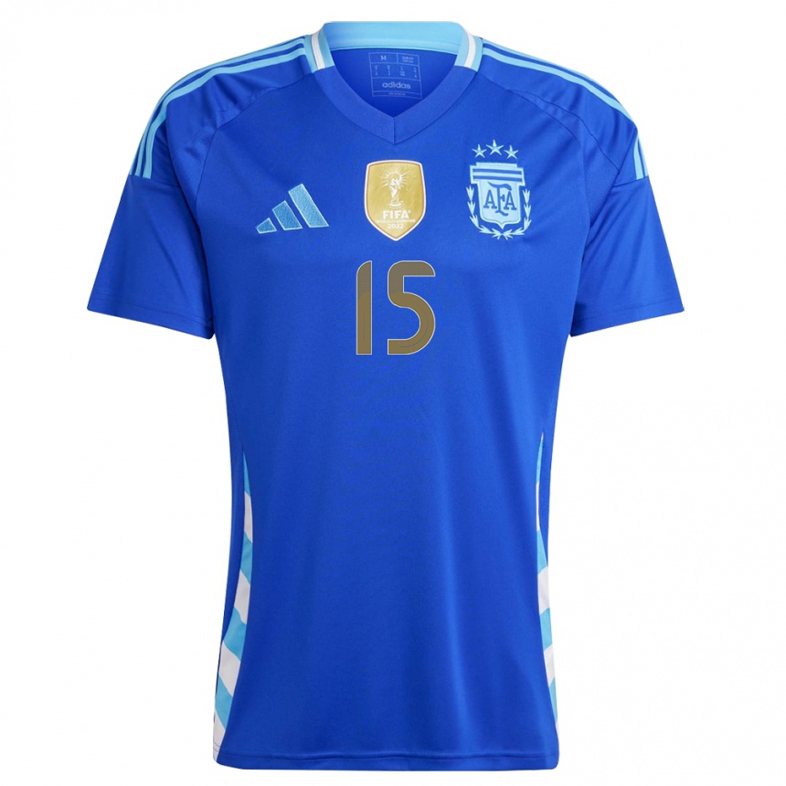 メンズフットボールアルゼンチンニコラス・ゴンザレス#15青アウェイシャツ24-26ジャージーユニフォーム
