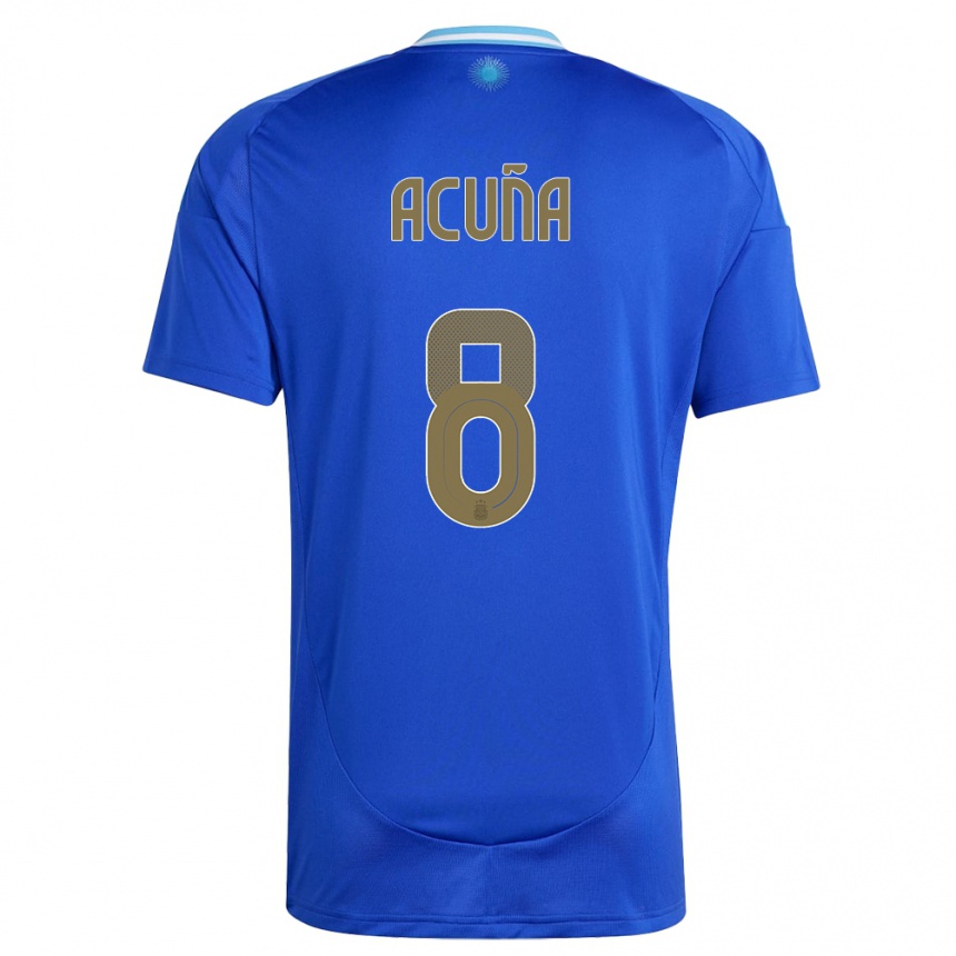 メンズフットボールアルゼンチンマルコス・アクーニャ#8青アウェイシャツ24-26ジャージーユニフォーム