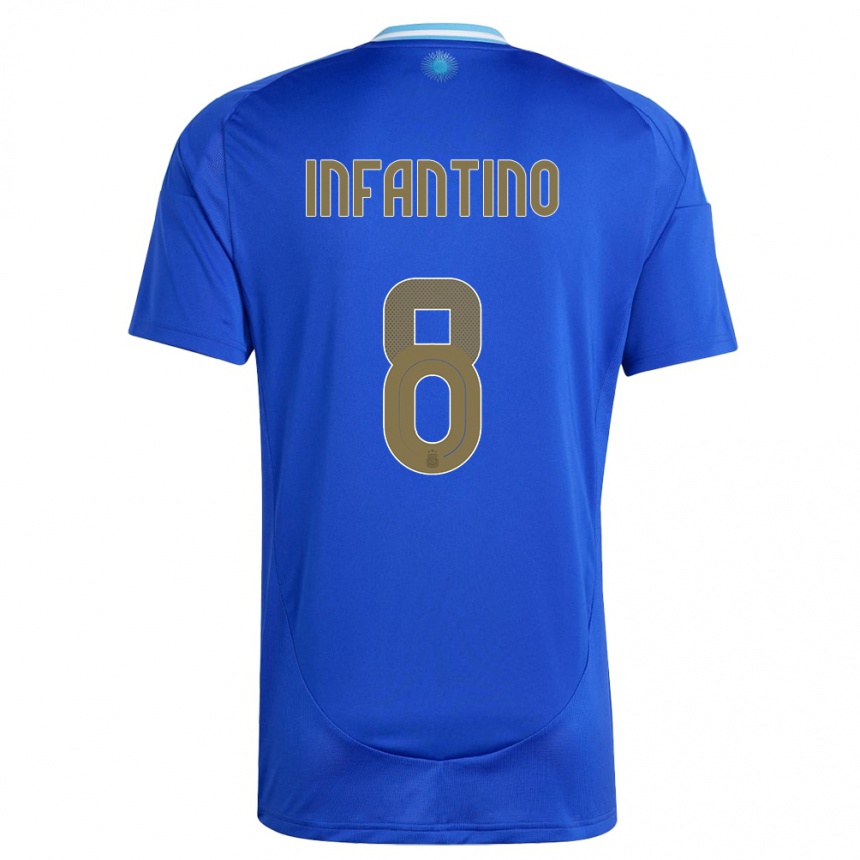 メンズフットボールアルゼンチンジノ・インファンティーノ#8青アウェイシャツ24-26ジャージーユニフォーム