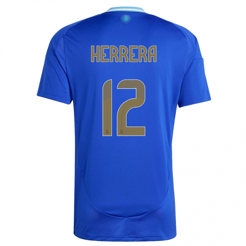 メンズフットボールアルゼンチンフランコ・ジャヴィア・エレーラ#12青アウェイシャツ24-26ジャージーユニフォーム