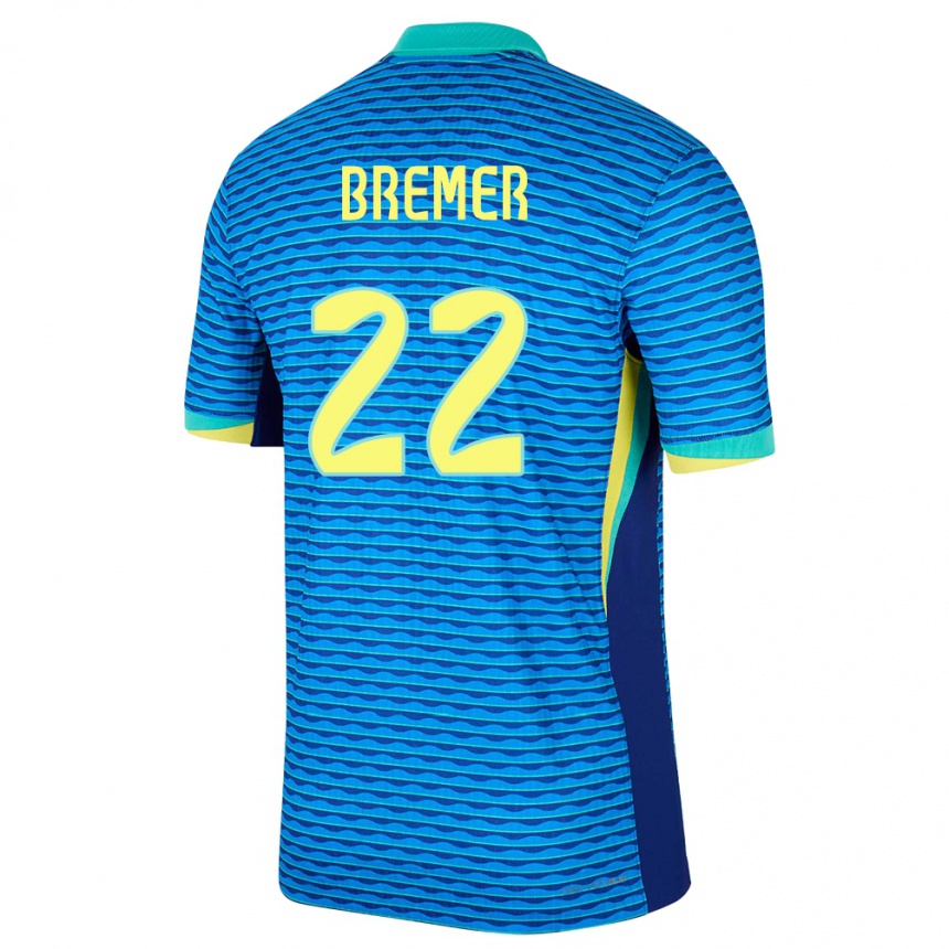 メンズフットボールブラジルブレマー#22青アウェイシャツ24-26ジャージーユニフォーム