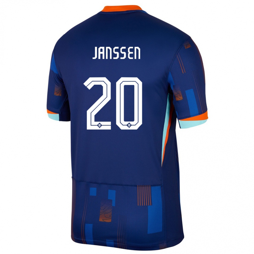 メンズフットボールオランダドミニク・ヤンセン#20青アウェイシャツ24-26ジャージーユニフォーム