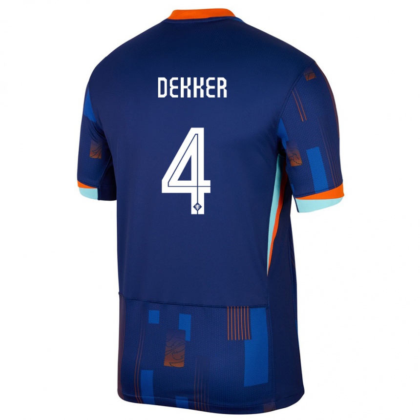 メンズフットボールオランダマキシム・デッカー#4青アウェイシャツ24-26ジャージーユニフォーム