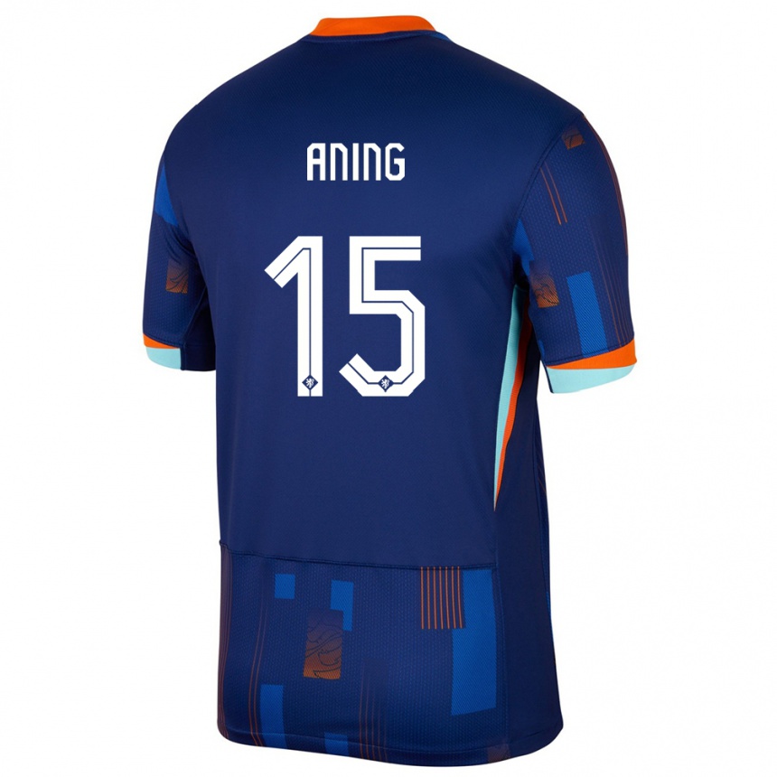 メンズフットボールオランダプリンス・アニング#15青アウェイシャツ24-26ジャージーユニフォーム