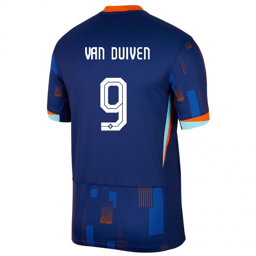 メンズフットボールオランダジェイソン・ヴァン・ダイヴェン#9青アウェイシャツ24-26ジャージーユニフォーム