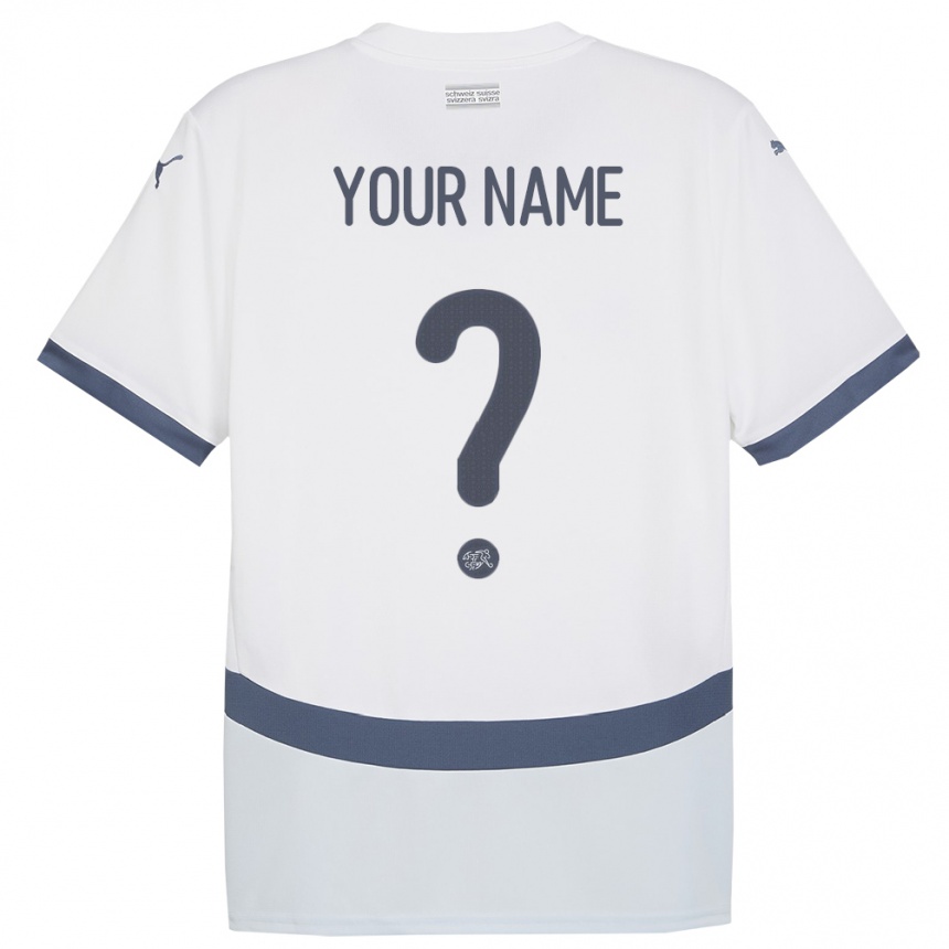 メンズフットボールスイスあなたの名前#0白アウェイシャツ24-26ジャージーユニフォーム