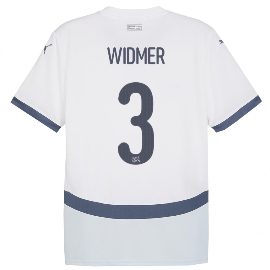 メンズフットボールスイスシルヴァン・ヴィドマー#3白アウェイシャツ24-26ジャージーユニフォーム