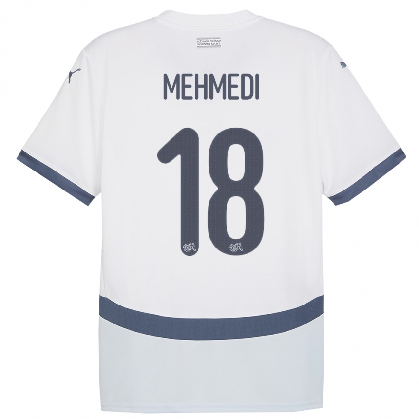 メンズフットボールスイスアドミル・メーメディ#18白アウェイシャツ24-26ジャージーユニフォーム