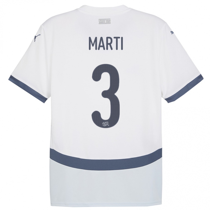 メンズフットボールスイスララ・マルティ#3白アウェイシャツ24-26ジャージーユニフォーム