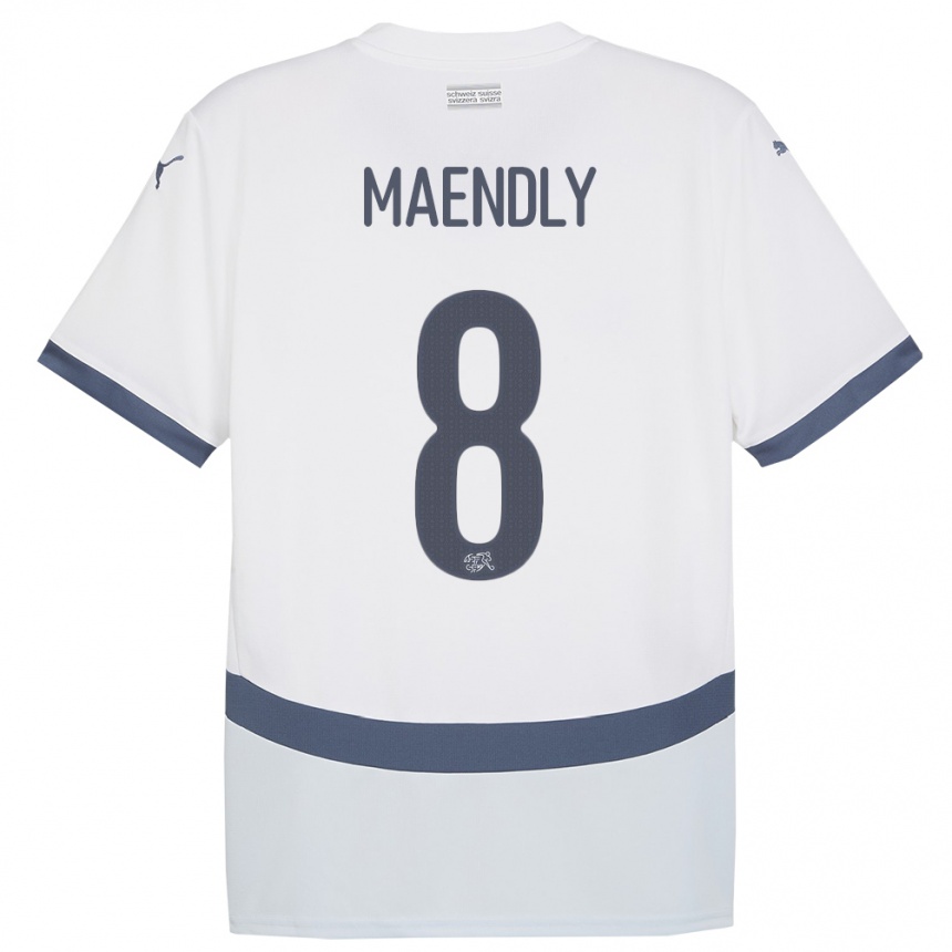 メンズフットボールスイスサンディ・メンドリー#8白アウェイシャツ24-26ジャージーユニフォーム