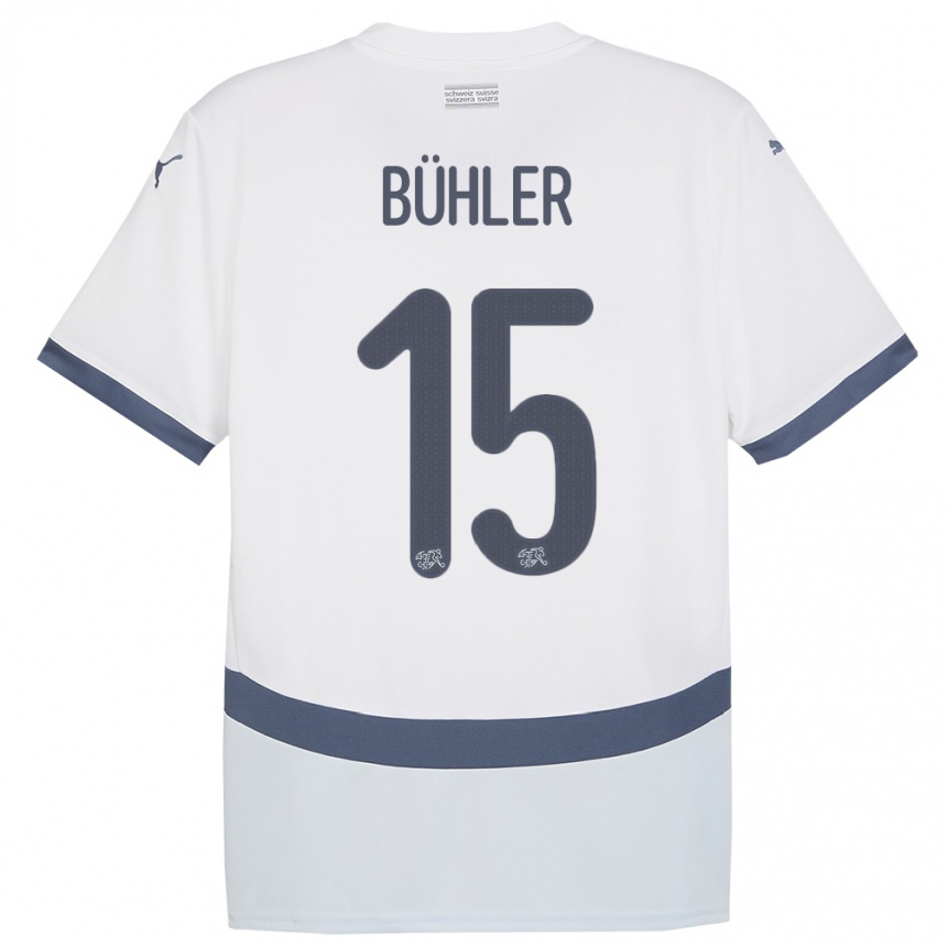 メンズフットボールスイスルアナ・ビューラー#15白アウェイシャツ24-26ジャージーユニフォーム