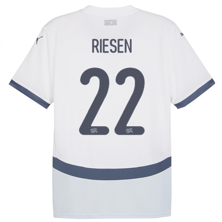 メンズフットボールスイスナディーン・リーセン#22白アウェイシャツ24-26ジャージーユニフォーム