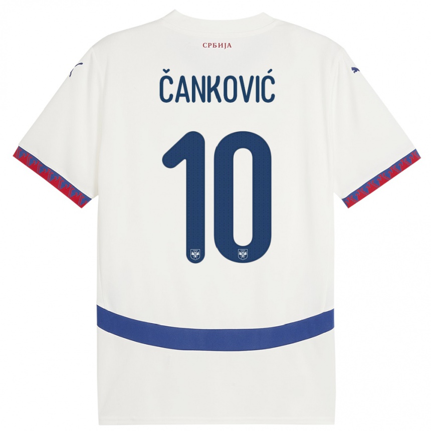 メンズフットボールセルビアジェレナ・カンコビッチ#10白アウェイシャツ24-26ジャージーユニフォーム