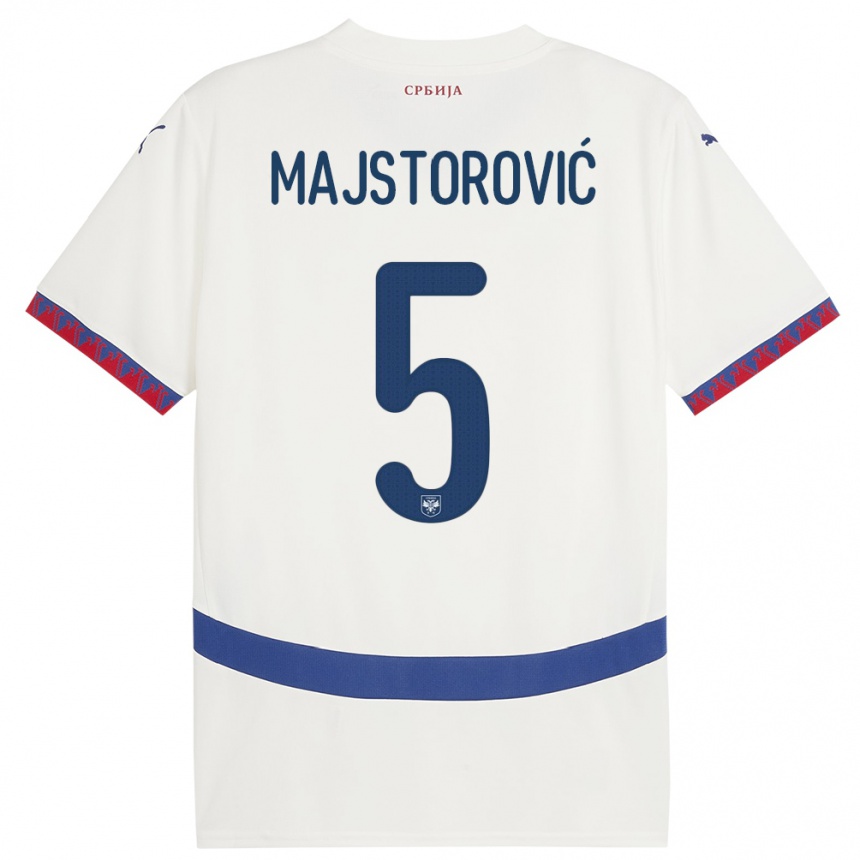 メンズフットボールセルビアミラン・マイストロヴィッチ#5白アウェイシャツ24-26ジャージーユニフォーム