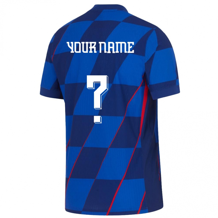 メンズフットボールクロアチアあなたの名前#0青アウェイシャツ24-26ジャージーユニフォーム