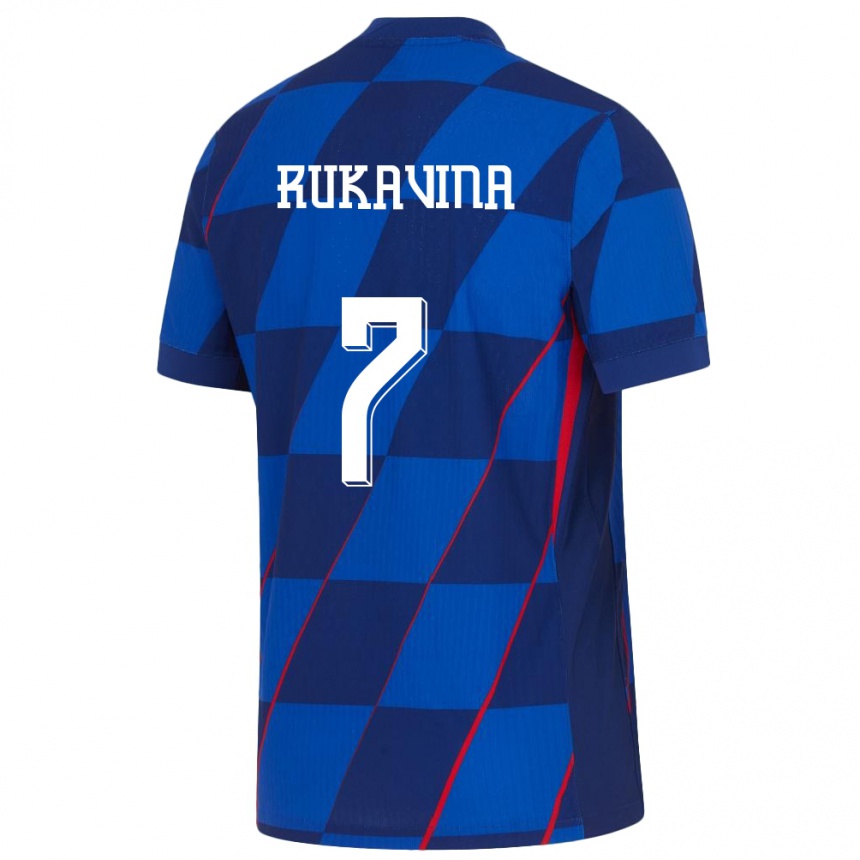 メンズフットボールクロアチアガブリエル・ルカヴィナ#7青アウェイシャツ24-26ジャージーユニフォーム
