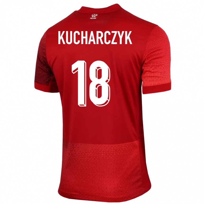 メンズフットボールポーランドフィリップ・クチャルチク#18赤アウェイシャツ24-26ジャージーユニフォーム
