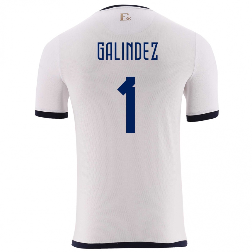 メンズフットボールエクアドルエルナン・ガリンデス#1白アウェイシャツ24-26ジャージーユニフォーム