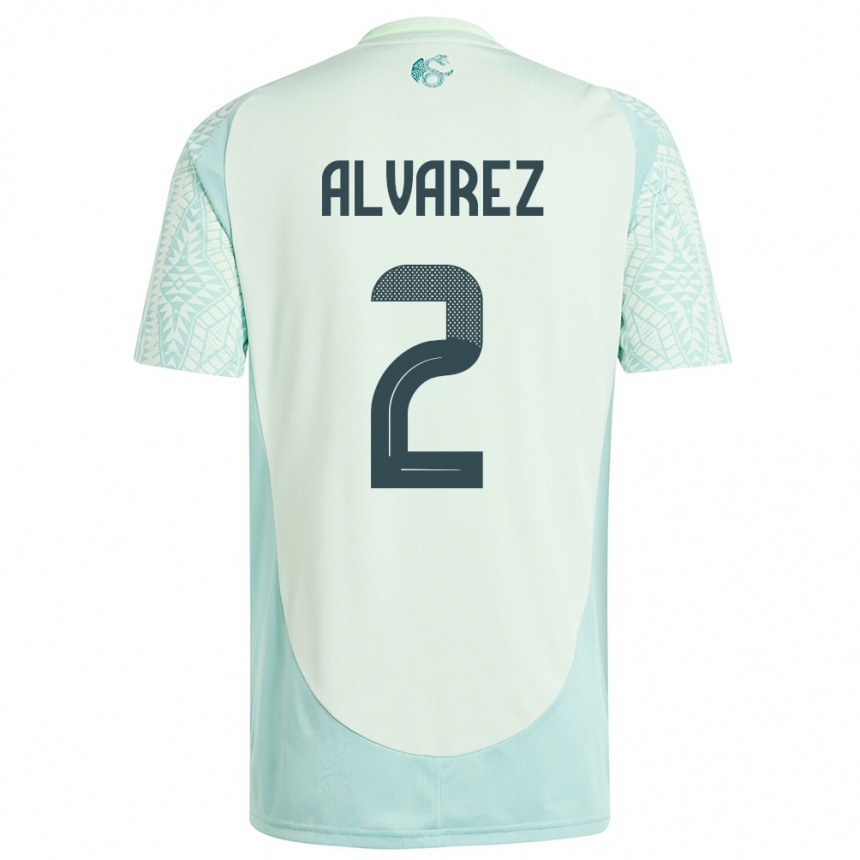 メンズフットボールメキシコケビン・アルバレス#2リネングリーンアウェイシャツ24-26ジャージーユニフォーム