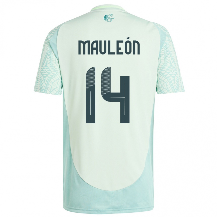 メンズフットボールメキシコナタリア・モーレオン#14リネングリーンアウェイシャツ24-26ジャージーユニフォーム